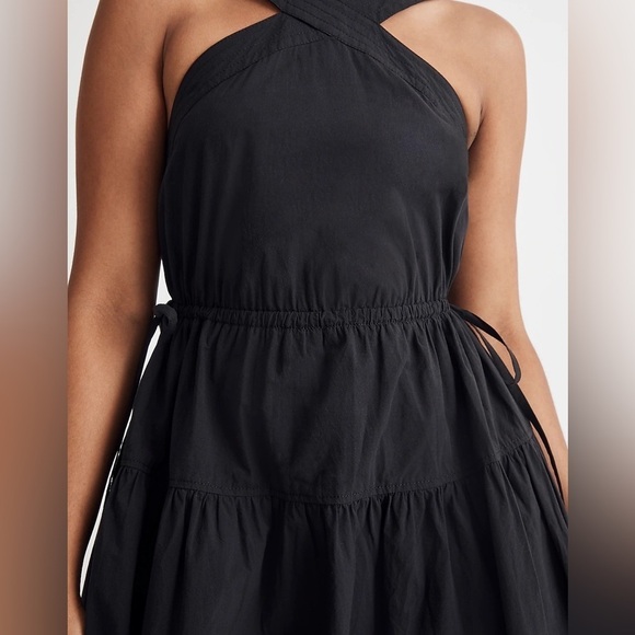 Madewell poplin halter Tiered Black Midi Dress NWT - Picture 6 of 16